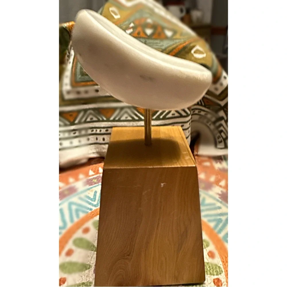 Crate&Barrel Wooden Base marble Lockhart bean sculpture